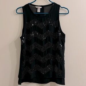 H&M Chevron Beaded Chiffon Top